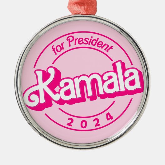 Kamala Harris for President in Pink メタルオーナメント (正面)