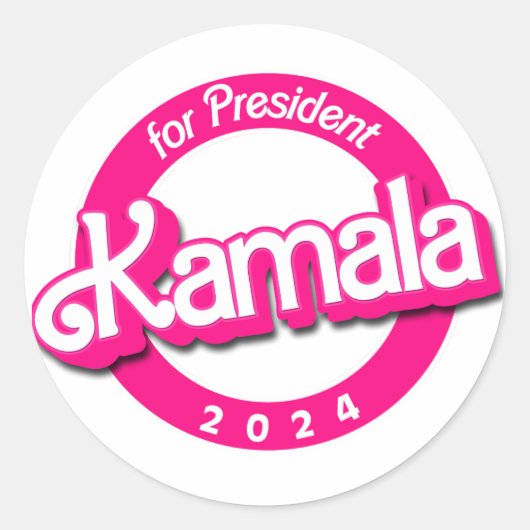 Kamala Harris for President in Pink ラウンドシール (正面)