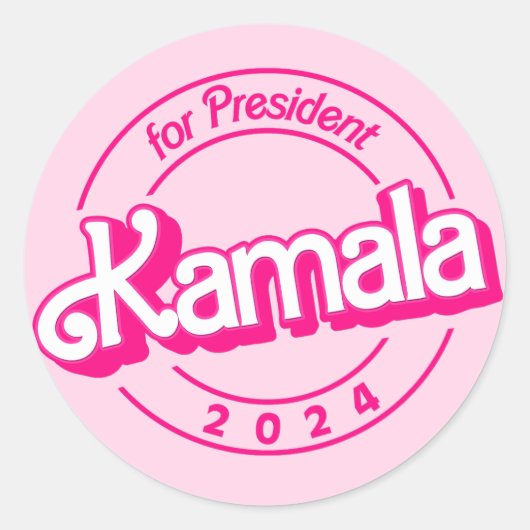 Kamala Harris for President in Pink ラウンドシール (正面)