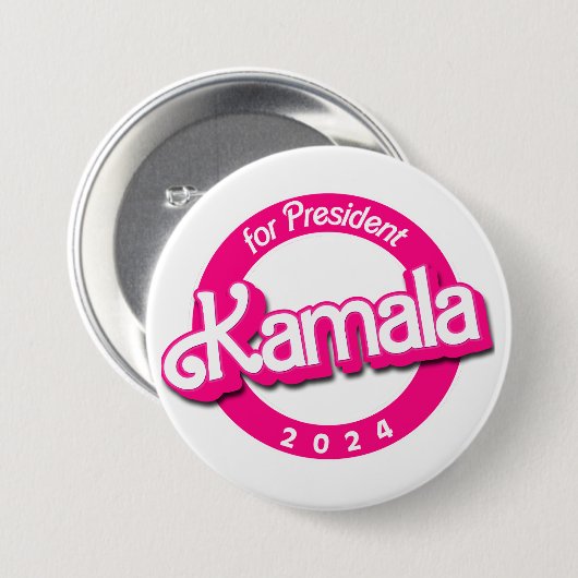 Kamala Harris for President in Pink 缶バッジ (正面&裏面)