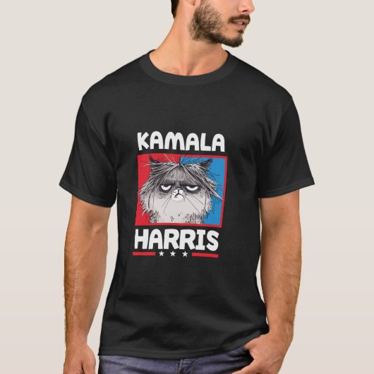 Kamala Harris FrazzledとおもしろいCat Tシャツ (正面)