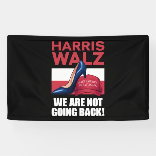 Kamala Harris Heel Stepping On Red MAGA Hat 横断幕 (横)