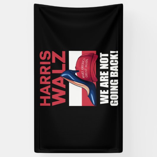 Kamala Harris Heel Stepping On Red MAGA Hat 横断幕 (縦)