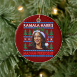 Kamala Harris Madam President Christmas Santa Hat セラミックオーナメント<br><div class="desc">Kamala Harris Madam President Christmas Santa Hat</div>