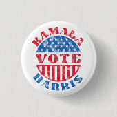 Kamala Harris Patrioticヴィンテージの投票 缶バッジ (正面)