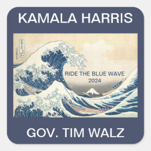 KAMALA HARRIS RIDE THE BLUE WAVE 2024 スクエアシール