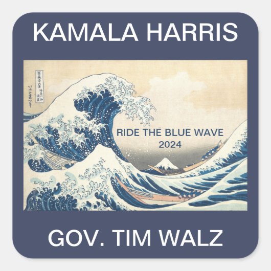 KAMALA HARRIS RIDE THE BLUE WAVE 2024 スクエアシール (正面)