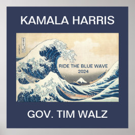 KAMALA HARRIS RIDE THE BLUE WAVE 2024 ポスター