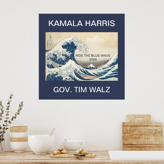 KAMALA HARRIS RIDE THE BLUE WAVE 2024 ポスター (キッチン)