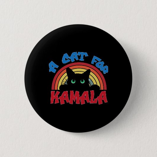 Kamala Harris Tees DesigのKamala Petsの猫 缶バッジ (正面)