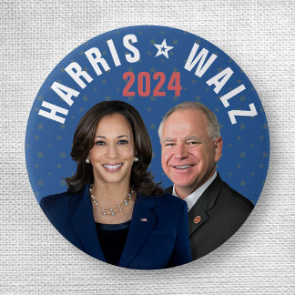 Kamala Harris Tim Walz副社長2024写真 缶バッジ