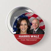 Kamala Harris Tim Walz社長2024年 缶バッジ (正面&裏面)