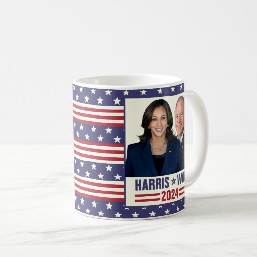 Kamala Harris Tim Walz 2024大統領副社長の写真 コーヒーマグカップ (正面右)