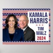 Kamala Harris Tim Walz 2024大統領副社長の写真 ポスター (正面)