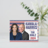 Kamala Harris Tim Walz 2024大統領副社長の写真 ポストカード (スタンド正面)