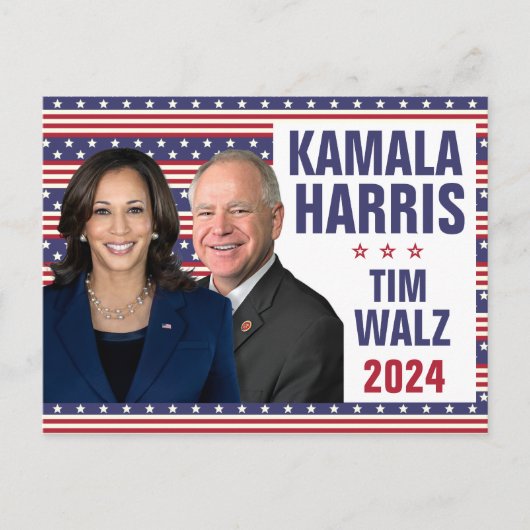 Kamala Harris Tim Walz 2024大統領副社長の写真 ポストカード (正面)