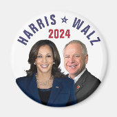 Kamala Harris Tim Walz 2024大統領副社長の写真 マグネット (正面)