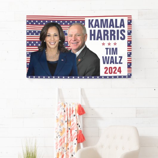 Kamala Harris Tim Walz 2024大統領副社長の写真 横断幕 (インサイチュ)
