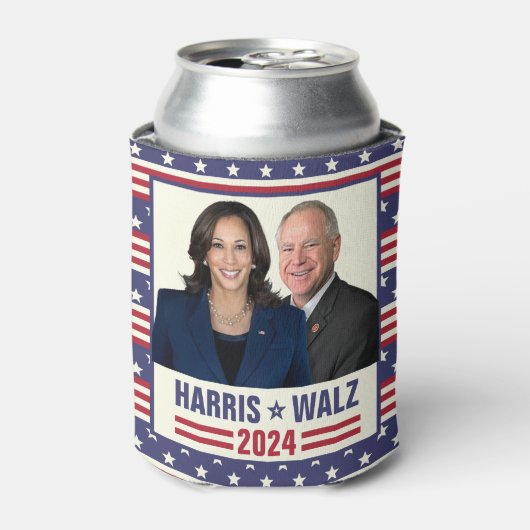 Kamala Harris Tim Walz 2024大統領副社長の写真 缶クーラー (缶正面)