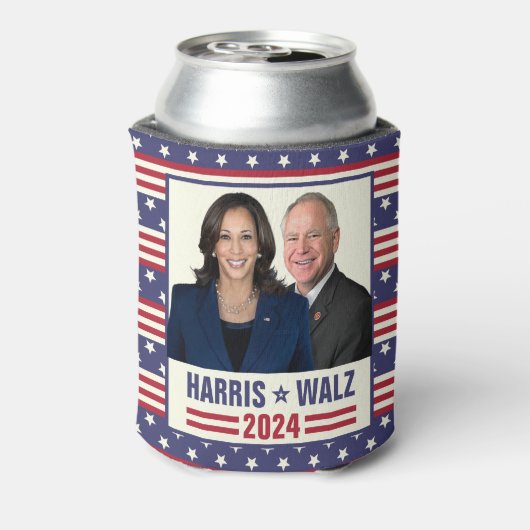 Kamala Harris Tim Walz 2024大統領副社長の写真 缶クーラー (缶裏面)