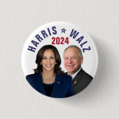 Kamala Harris Tim Walz 2024大統領副社長の写真 缶バッジ (正面)