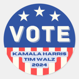 Kamala Harris - Tim Walz 2024.サークル ラウンドシール