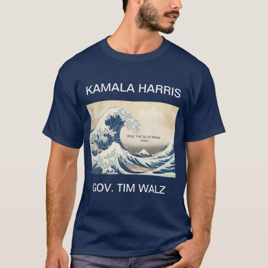 KAMALA HARRIS TIM WALZ BLUE WAVE 2024 Tシャツ (正面)