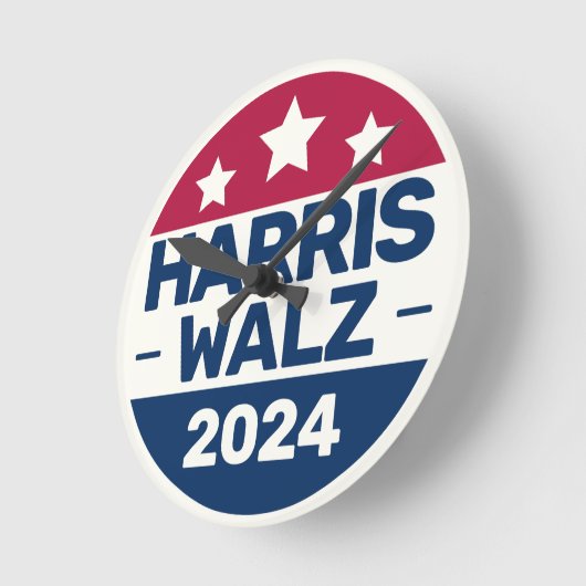 Kamala Harris Tim Walz campaign 2024大統領選挙 ラウンド壁時計 (傾斜)