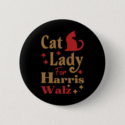 Kamala Harris Tim Wheimer Wの子どものいない猫レディ 缶バッジ (正面)