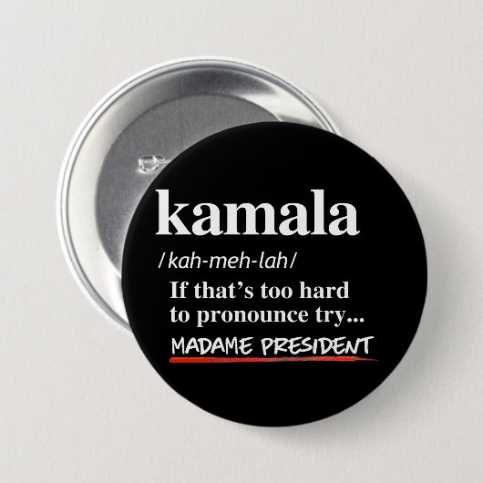 Kamala Harris - Try Madame President 缶バッジ (正面&裏面)