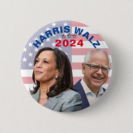 Kamala Harris Walz写真 – 副社長の写真 缶バッジ (正面)