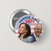 Kamala Harris Walz写真 – 副社長の写真 缶バッジ (正面&裏面)