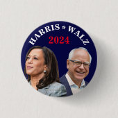 Kamala Harris Walz写真 – 副社長の写真 缶バッジ (正面)