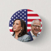 Kamala Harris Walz写真 – 副社長の写真 缶バッジ (正面)