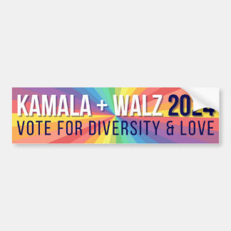 Kamala Harris + Walz 2024 LGBTQ+バンパーステッカー バンパーステッカー