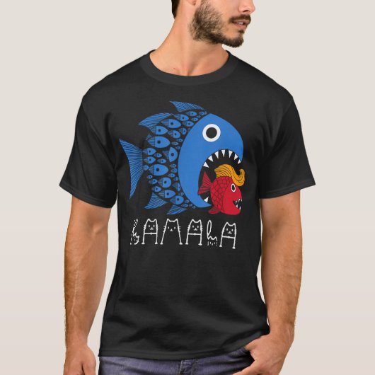Kamala Over Trump Blue Wave Big Fish Eats Small Fi Tシャツ (正面)