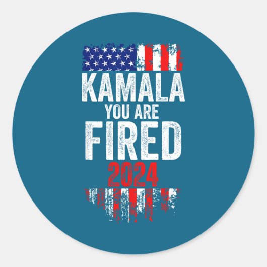 Kamala You're Fired Funny Anti Kamala Harris Elect ラウンドシール (正面)