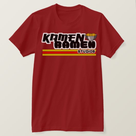 Kamenのラーメンのスタジオの文字のロゴのティー Tシャツ (デザイン正面)