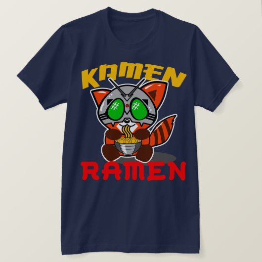 KAMENのラーメンのレッサーパンダのティー Tシャツ (デザイン正面)