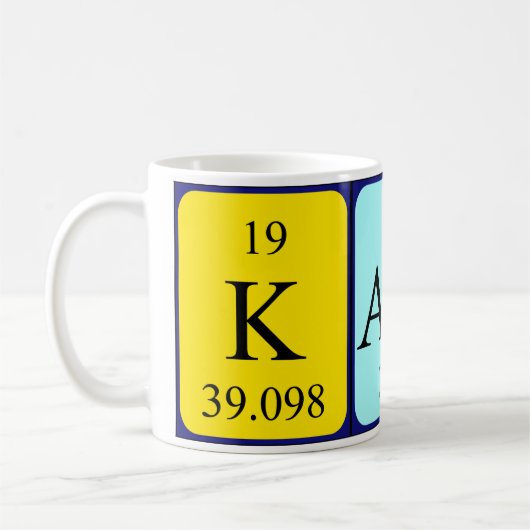 Kami周期表名mug コーヒーマグカップ (左)