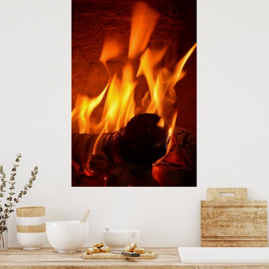 Kaminfeuer,Heizkamin, ポスター (キッチン)