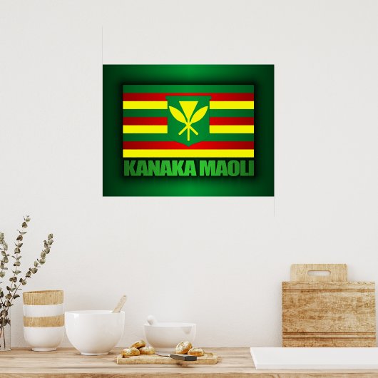 Kanaka Maoli Flag ポスター (キッチン)