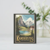 Kandersteg Switzerland Illustration Travel Art ポストカード (スタンド正面)