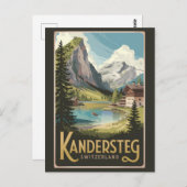 Kandersteg Switzerland Illustration Travel Art ポストカード (正面/裏面)