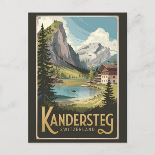 Kandersteg Switzerland Illustration Travel Art ポストカード (正面)