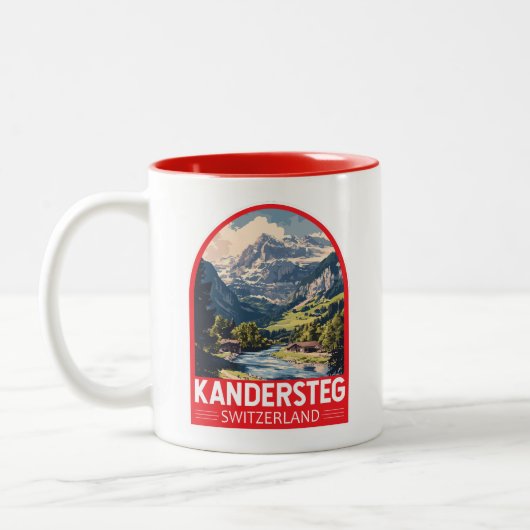Kandersteg Switzerland Travel Art Emblem ツートーンマグカップ (左)