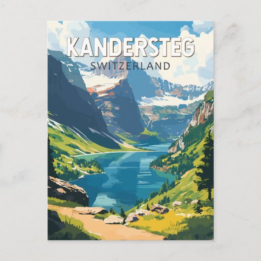 Kandersteg Switzerland Travel Art Vintage ポストカード (正面)
