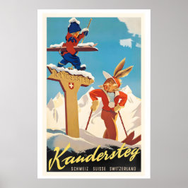 Kandersteg Switzerland Vintage Ski Poster ポスター