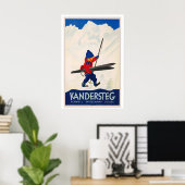 Kandersteg Switzerland Vintage Ski Poster - Framed ポスター (ホームオフィス)