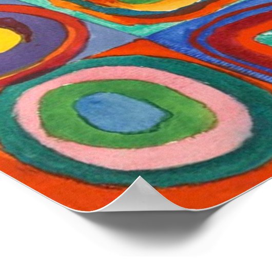 Kandinskyによる同心円付き正方形 ポスター (角)